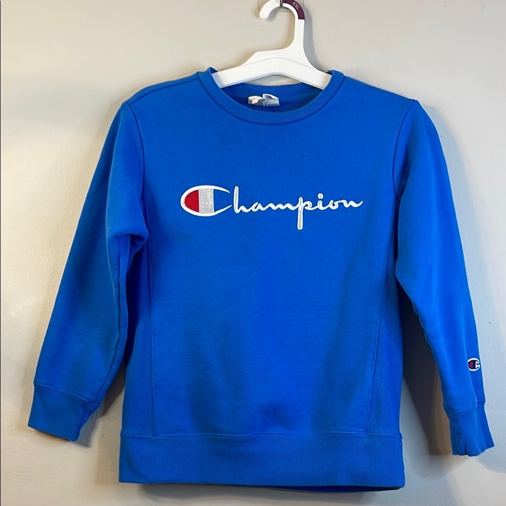EUC BIG BOYS Champion Royal Blue Pullover Sweatshirt Size Small #18 🏷️